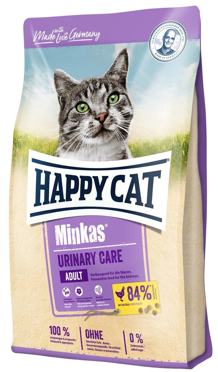 Сухий корм Happy Cat Minkas Urinary Care для профілактики сечо-кам'яних хвороб у котів з птицею, 1.5 кг від компанії ZooVet - Інтернет зоомагазин самих низьких цін - фото 1