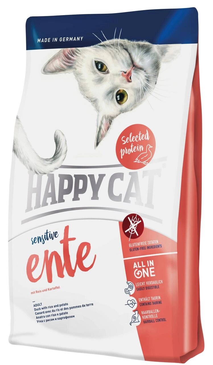 Сухий корм Happy Cat Sensitive Ente для кішок з чутливим травленням з качкою, 1.4 кг від компанії ZooVet - Інтернет зоомагазин самих низьких цін - фото 1