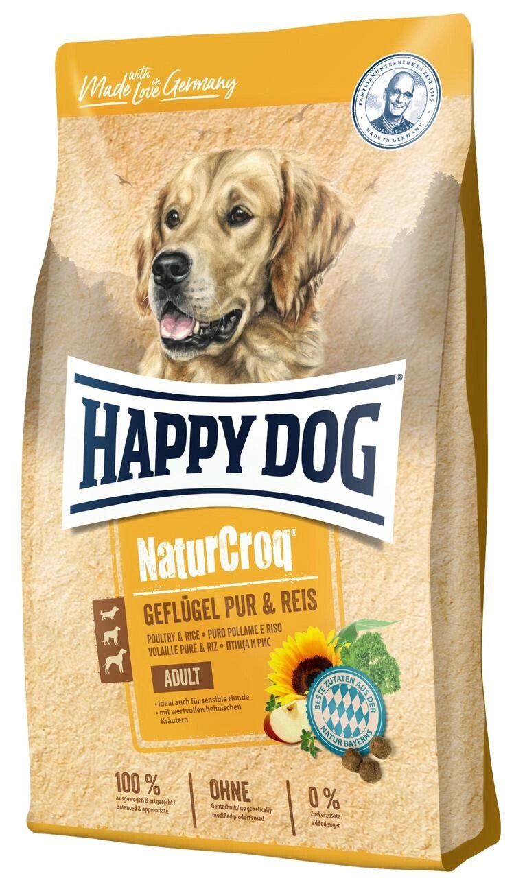 Сухий корм Happy Dog NaturCroq Geflugel Pur&Reis для дорослих собак (птиця та рис), 11 кг від компанії ZooVet - Інтернет зоомагазин самих низьких цін - фото 1
