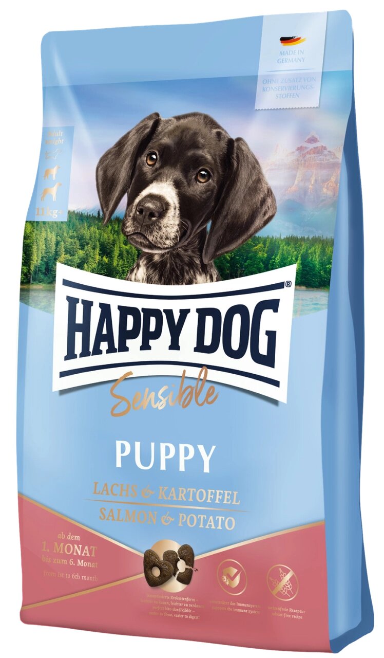 Сухий корм Happy Dog Sens Puppy Lachs для цуценят усіх порід віком з 1 до 6 місяців (лосось та картопля), 1 кг від компанії ZooVet - Інтернет зоомагазин самих низьких цін - фото 1