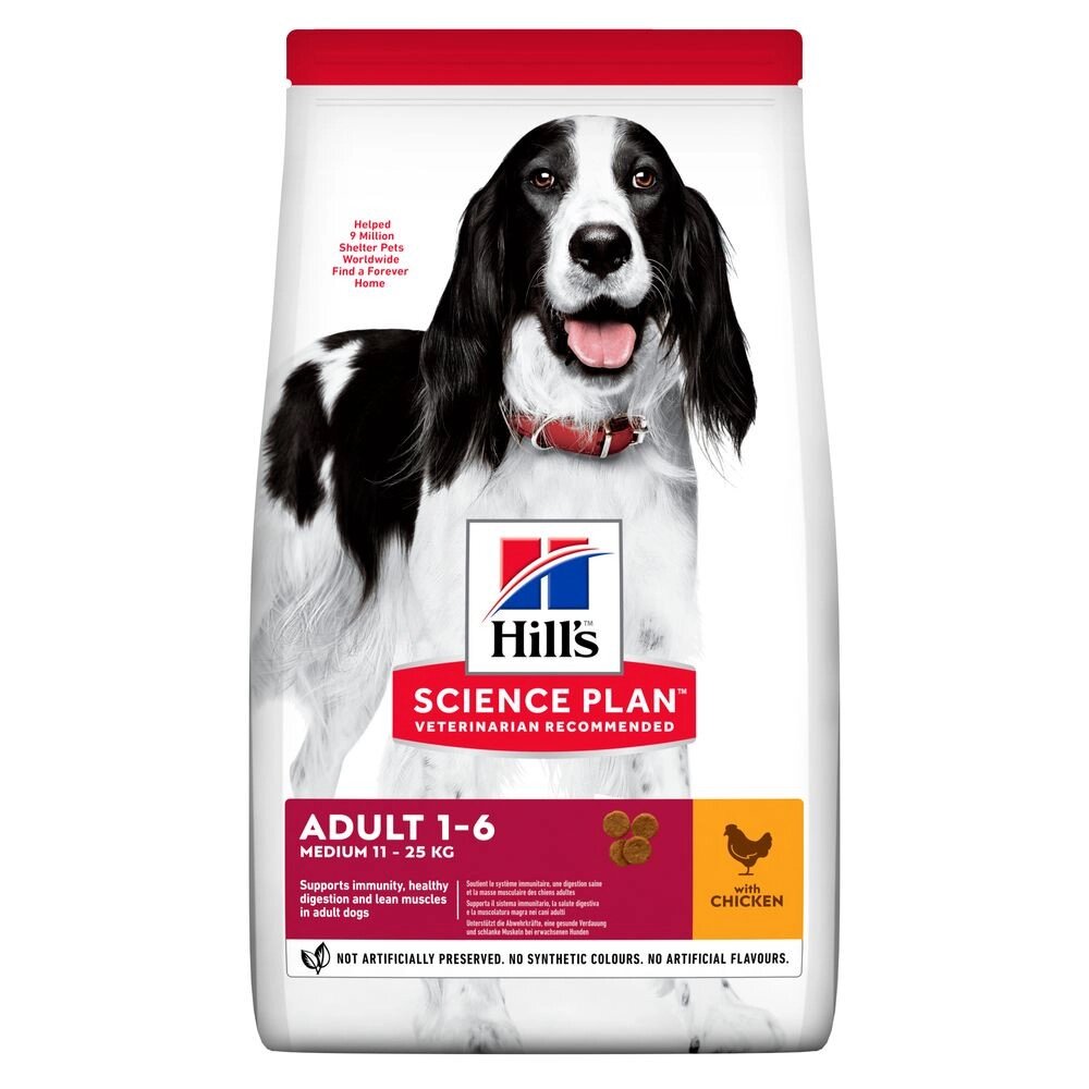 Сухий корм Хіллс Hills SP Adult Medium для собак у розквіті сил з куркою 14 кг від компанії ZooVet - Інтернет зоомагазин самих низьких цін - фото 1