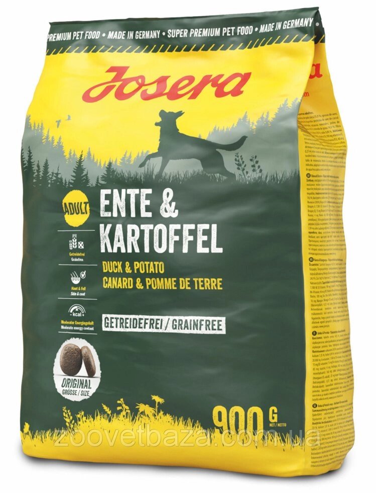 Сухий корм Josera Ente & Kartoffel (Качка і Картопля) без злаків для дорослих собак, 900 г від компанії ZooVet - Інтернет зоомагазин самих низьких цін - фото 1