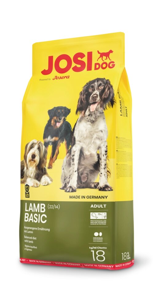 Сухий корм Josera JosiDog Lamb Basic для дорослих собак збалансована дієта з ягням, 18 кг від компанії ZooVet - Інтернет зоомагазин самих низьких цін - фото 1
