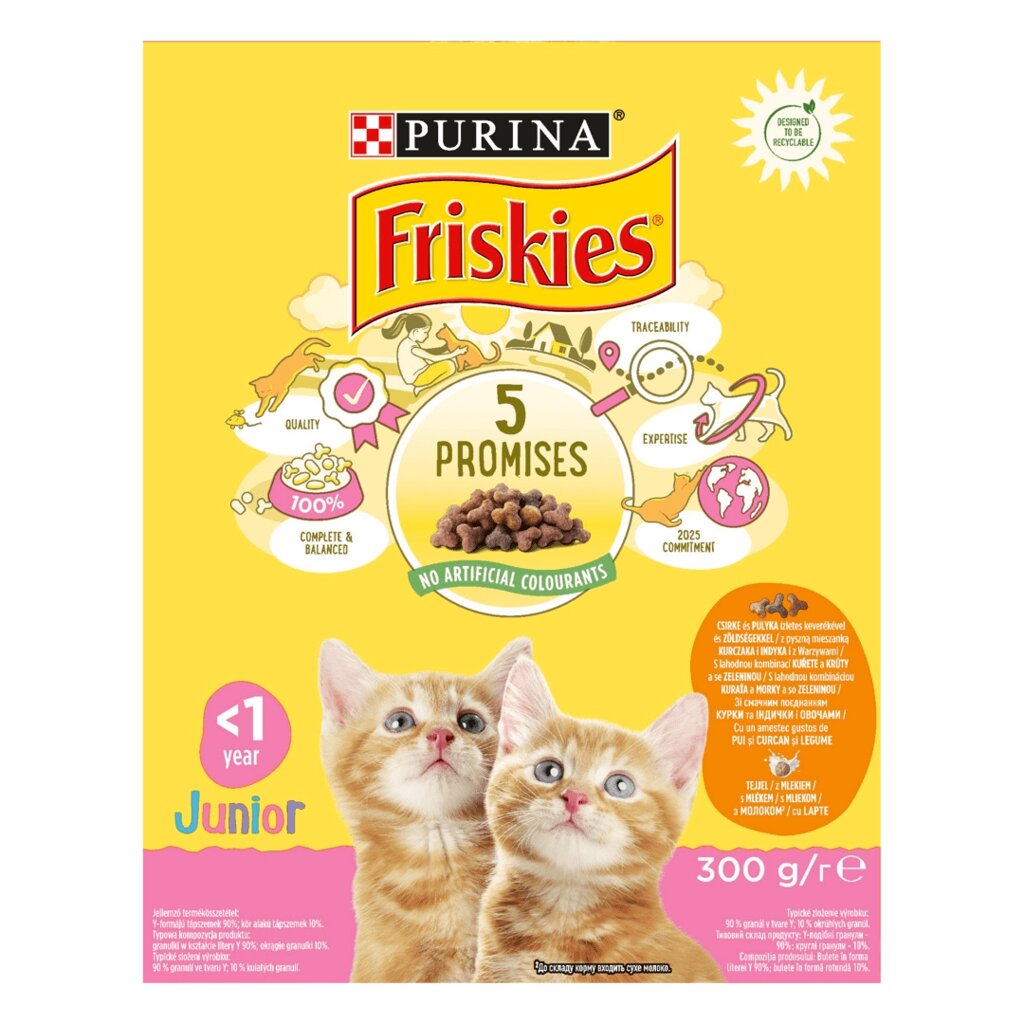 Сухий корм Junior Friskies Фріскіс для кошенят з куркою молоком овочами 300 г від компанії ZooVet - Інтернет зоомагазин самих низьких цін - фото 1