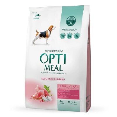 Сухий корм Optimeal з індичкою для дорослих собак середніх порід 4 кг від компанії ZooVet - Інтернет зоомагазин самих низьких цін - фото 1