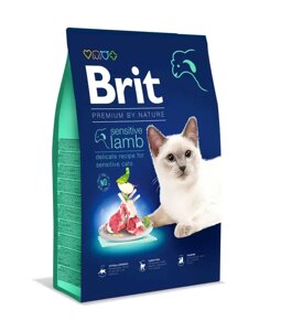 Сухий корм Бріт Brit Premium by Nature Cat Sensitive з ягням для котів із чутливим травленням, 8 кг