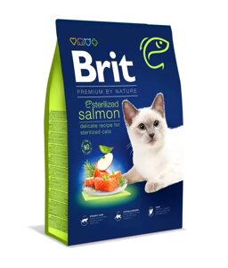 Сухий корм Бріт Brit Premium by Nature Cat Sterilized Salmon з лососем для котів, 8 кг