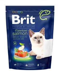 Сухий корм Бріт Brit Premium by Nature Cat Sterilized Salmon з лососем для стерилізованих котів, 300 г
