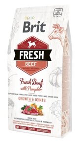 Сухий корм для цуценят і юніорів великих порід собак Бріт Brit Fresh Growth & Joints з яловичиною та гарбузом, 2.5 кг