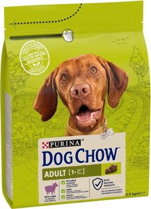 Сухий корм для дорослих собак Dog Chow Adult Lamb з ягням, 2.5 кг