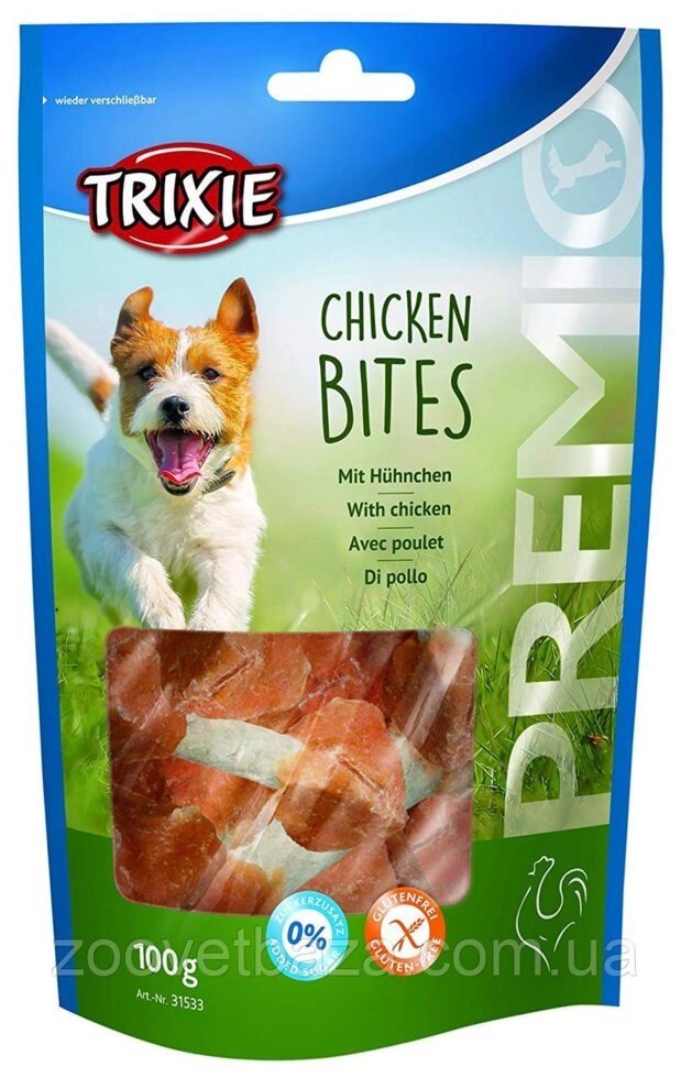 Trixie TX-31533 Premio Chicken Bites 100 гр - ласощі з смаженою куркою для собак від компанії ZooVet - Інтернет зоомагазин самих низьких цін - фото 1