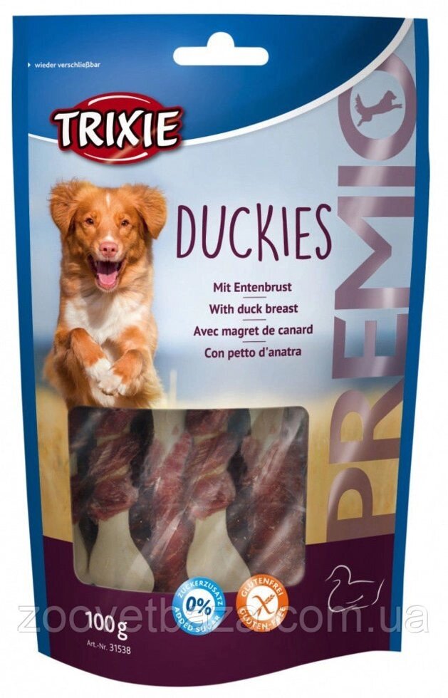 Trixie TX-31538 Premio Duckies 100 гр - ласощі качка з кальцієм для собак від компанії ZooVet - Інтернет зоомагазин самих низьких цін - фото 1