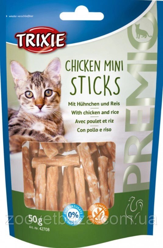 Trixie TX-42708 Chicken Mini Sticks 50 г міні палички з куркою та рисом для кішок від компанії ZooVet - Інтернет зоомагазин самих низьких цін - фото 1