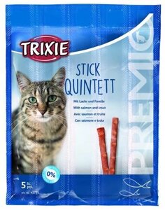 Trixie TX-42725 Premio Stick Quintett 5шт * 5 г - ласощі палички лосось-форель для кішок