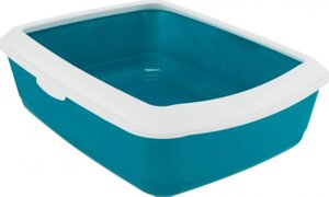 Туалет для котів з рамкою Trixie "Classic Litter Tray" бірюза 37*15*47 см