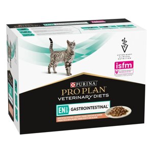 Упаковка Purina Pro Plan Veterinary Diets Gastrointestinal з лососем для кішок при хворобах ШКТ 10 x 85 г