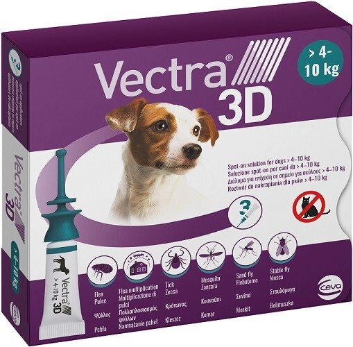 Vectra 3D (Вектра 3D) для собак вагою 4.1 - 10 кг (1 піпетка 1.6 мл), Ceva Франция від компанії ZooVet - Інтернет зоомагазин самих низьких цін - фото 1