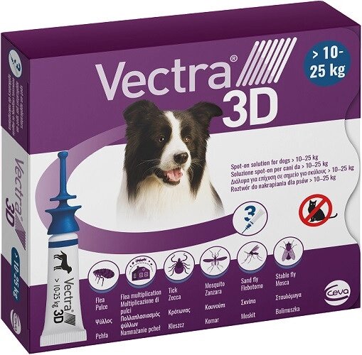 Vectra 3D (Вектра 3D) для Собак весом 10 - 25 кг (1 пипетка 3.6 мл) Ceva Франция ##от компании## ZooVet - Интернет зоомагазин самих низких цен - ##фото## 1