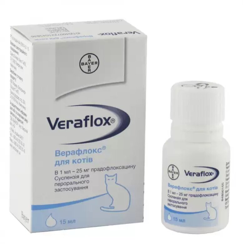 Верафлокс (Veraflox) антибіотик для кішок в суспензії 15 мл Bayer від компанії ZooVet - Інтернет зоомагазин самих низьких цін - фото 1