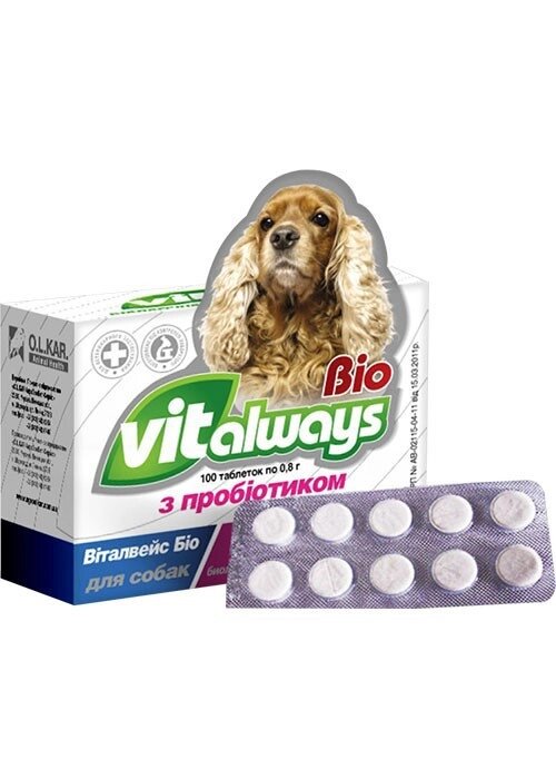 Віталвейс-біо (БАД) з пробіотиком для собак, таблетки №100 блістер від компанії ZooVet - Інтернет зоомагазин самих низьких цін - фото 1