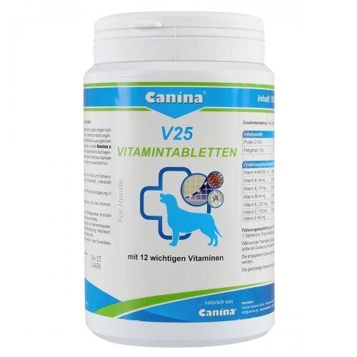 Вітаміни Canina V25 Vitamintabletten для собак, полівітамінний комплекс, 700 г (210 табл) від компанії ZooVet - Інтернет зоомагазин самих низьких цін - фото 1