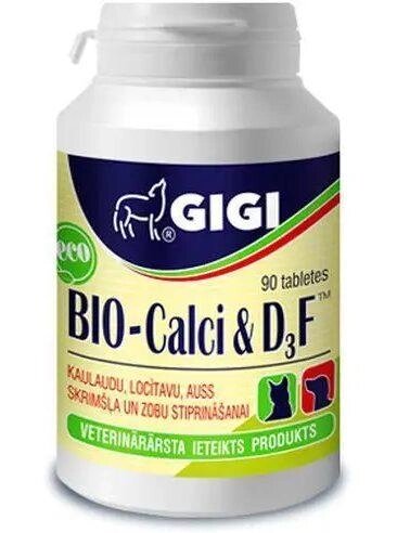 Вітаміни GIGI Віо-Calci & D3F для собак та котів - 1 таблетка на 5 кг ваги, №90 від компанії ZooVet - Інтернет зоомагазин самих низьких цін - фото 1