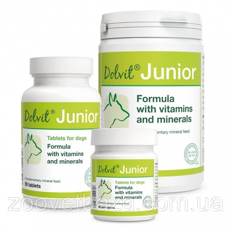 Вітамінно-мінеральна добавка для собак Dolvit Junior Mini , 90 таб. (вітаміни) від компанії ZooVet - Інтернет зоомагазин самих низьких цін - фото 1
