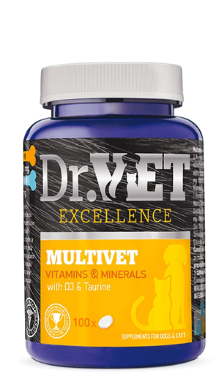 Вітамінно-мінеральна добавка Dr. Vet Multivet Мультивет для собак та котів 100 таблеток від компанії ZooVet - Інтернет зоомагазин самих низьких цін - фото 1