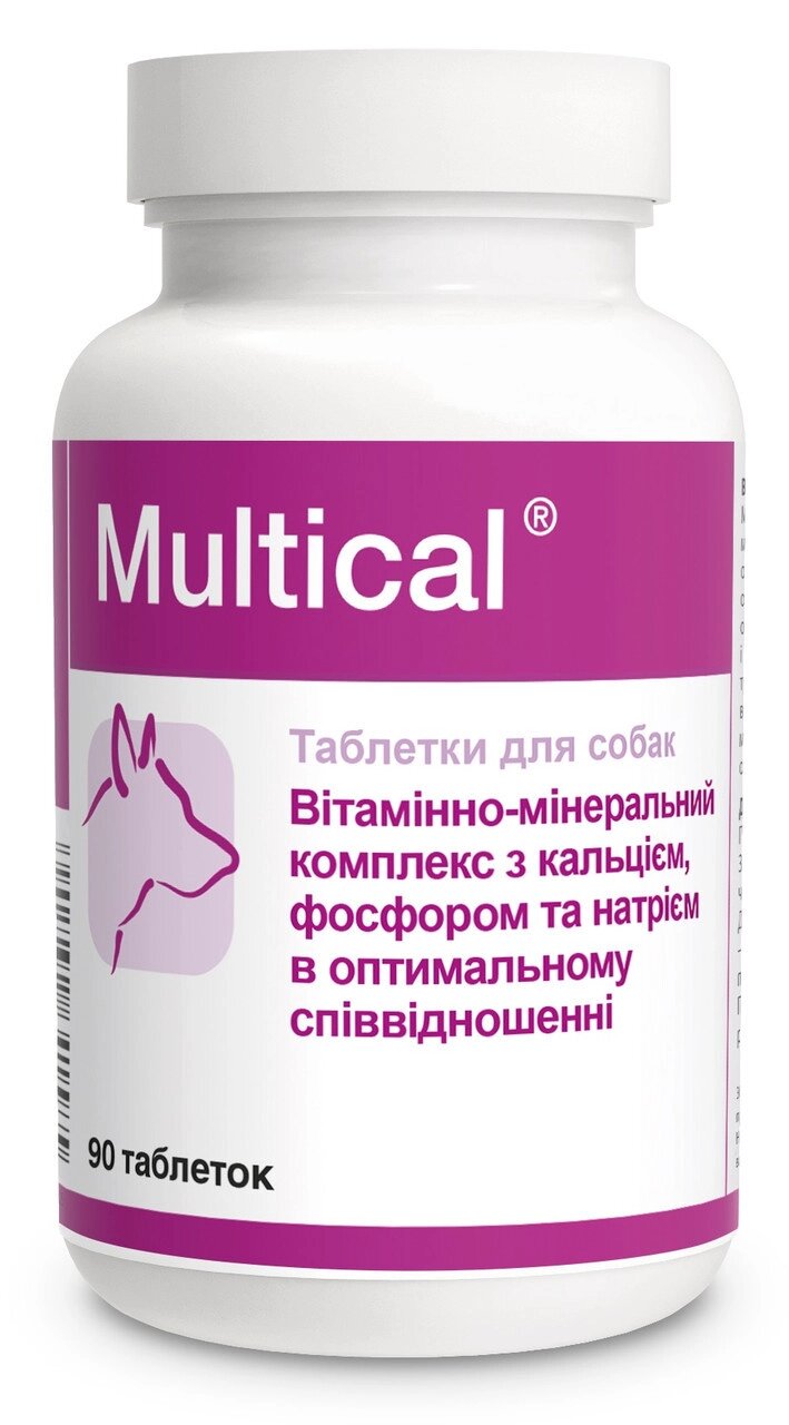 Вітамінно-мінеральний комплекс для собак з кальцієм, фосфором і натрієм Multical, 90 таблеток Dolfos (Дольфос) від компанії ZooVet - Інтернет зоомагазин самих низьких цін - фото 1