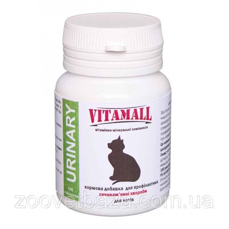 Витамолл (VitamAll URINARY) кормова добавка для профілактики сечокам'яної хвороби для кішок 100 табл./50 г від компанії ZooVet - Інтернет зоомагазин самих низьких цін - фото 1