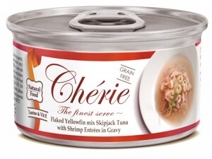 Вологий корм Cherie Signature Gravy Mix Tuna & Shrimp для котів зі шматочками тунця та креветок у соусі, 80 г