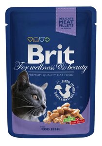 Вологий корм для котів Бріт Brit Premium Cat Pouches with Cod Fish 100 г