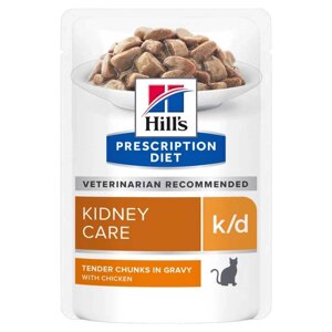 Вологий корм для котів Hill's Хіллс PD k/d при захворюваннях нирок з куркою, пауч 85 г