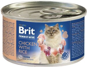 Вологий корм для котів Бріт Brit Premium by Nature Cat курка з рисом 200 г