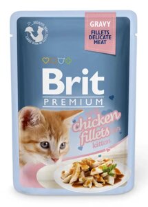 Вологий корм для кошенят Бріт Brit Premium Cat pouch філе курки в соусі 85 г