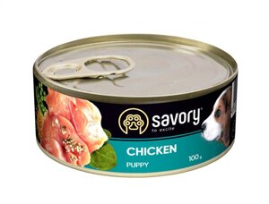 Вологий корм для цуценят Сейворі Savory з куркою, 100 г