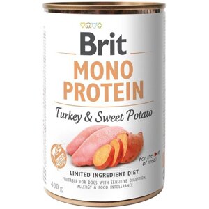 Вологий корм для собак Бріт Brit Mono Protein з індичкою та бататом 400 г