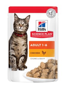 Вологий корм Hill's Хіллс SP Adult для дорослих котів з куркою, пауч 85 г