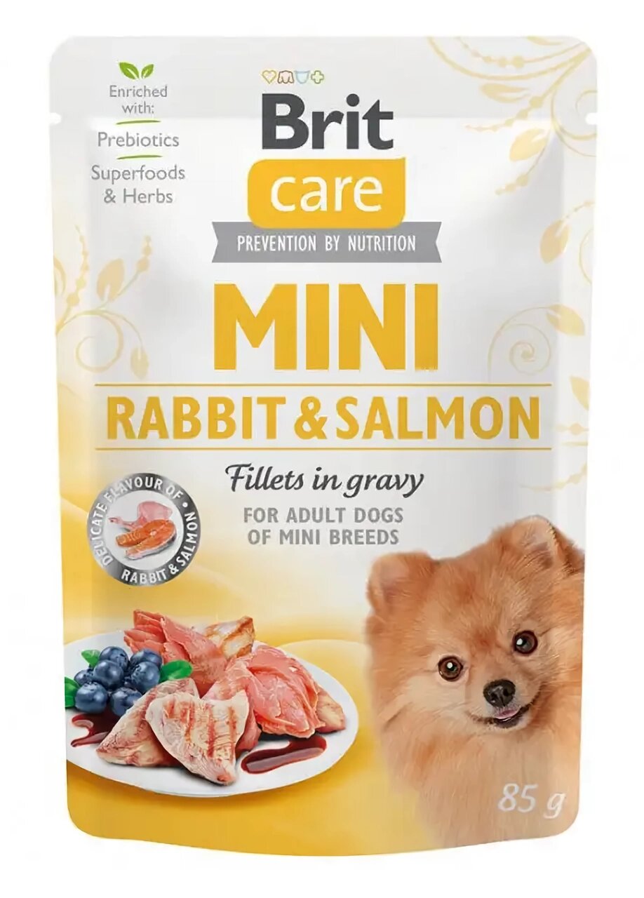 Вологий корм Бріт Brit Care Mini pouch для собак філе кролика і лосося в соусі 85 г від компанії ZooVet - Інтернет зоомагазин самих низьких цін - фото 1
