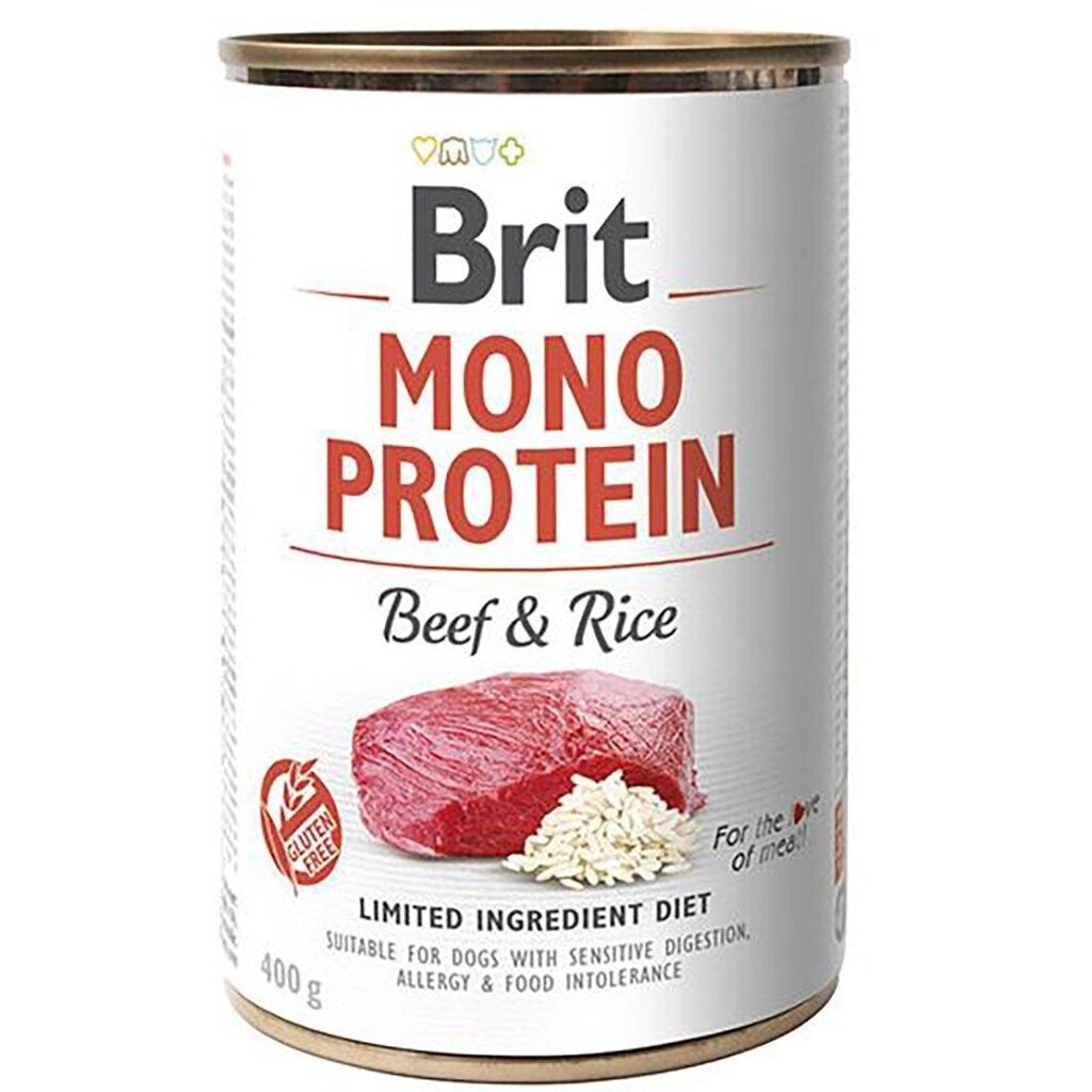 Вологий корм Бріт Brit Mono Protein Beef & Rice з яловичиною і темним рисом 400 г від компанії ZooVet - Інтернет зоомагазин самих низьких цін - фото 1