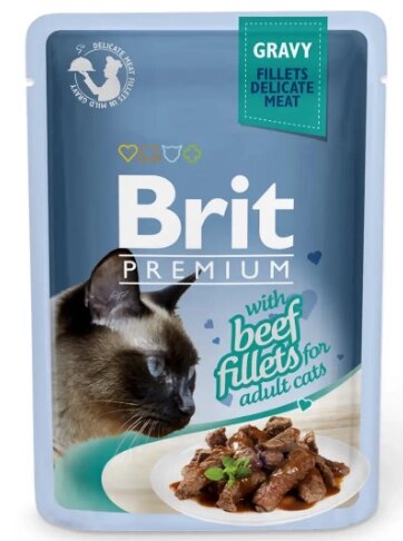 Вологий корм для котів Бріт Brit Premium Cat Beef Fillets Gravy pouch 85 г (філе яловичини в соусі) від компанії ZooVet - Інтернет зоомагазин самих низьких цін - фото 1