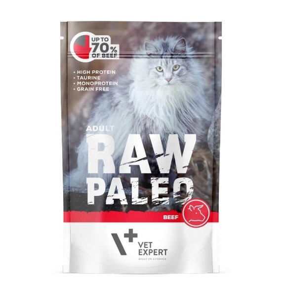 Вологий корм для котів Vet Expert Raw Paleo Adult Cat Beef з яловичиною, 100 г від компанії ZooVet - Інтернет зоомагазин самих низьких цін - фото 1