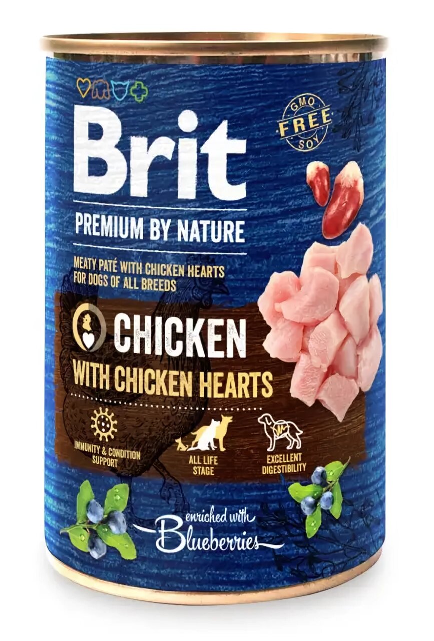 Вологий корм для собак Бріт Brit Premium by Nature курка з курячим серцем (консерва), 400 г від компанії ZooVet - Інтернет зоомагазин самих низьких цін - фото 1