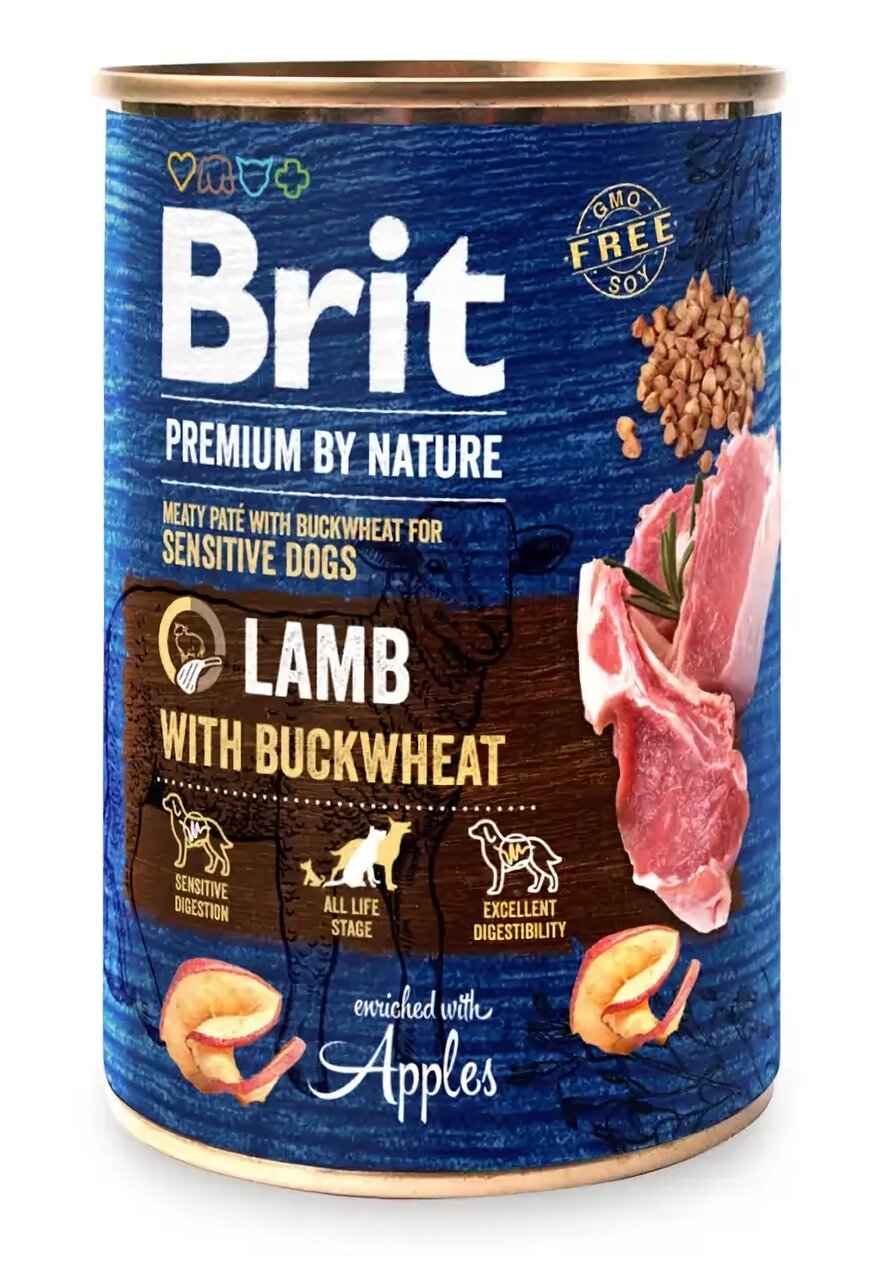 Вологий корм для собак Бріт Brit Premium by Nature ягня з гречкою (консерва), 400 г від компанії ZooVet - Інтернет зоомагазин самих низьких цін - фото 1