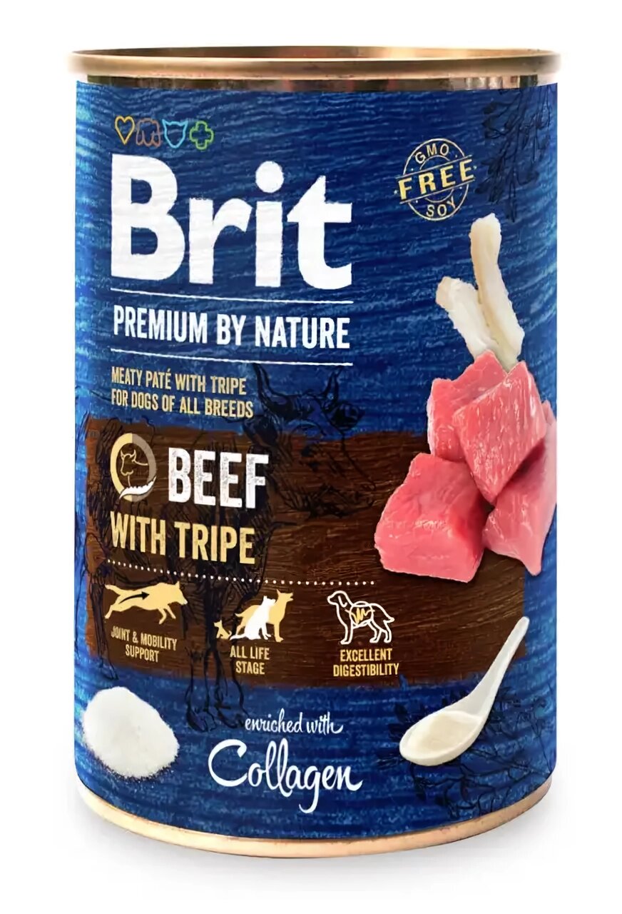 Вологий корм для собак Бріт Brit Premium by Nature яловичина з тельбухами (консерва), 400 г від компанії ZooVet - Інтернет зоомагазин самих низьких цін - фото 1