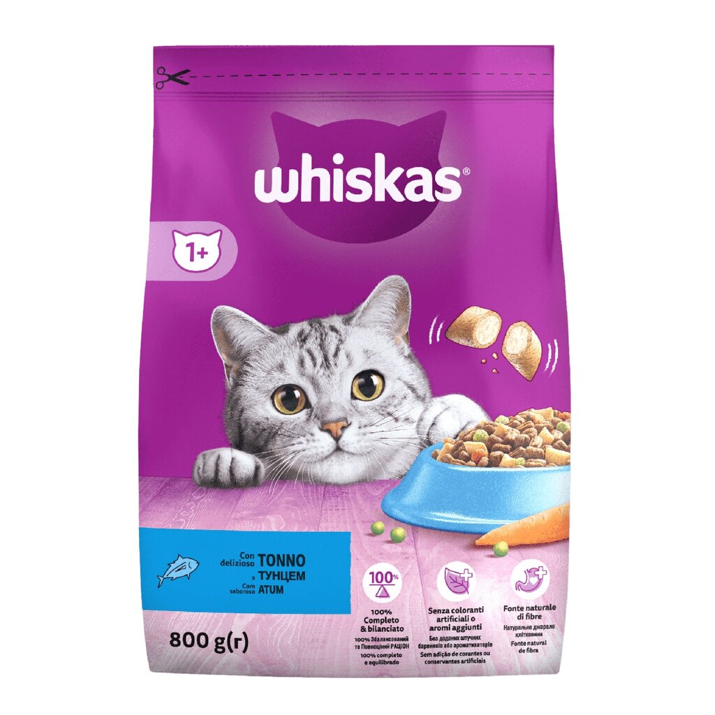 Whiskas Смачні подушечки з тунцем Повнораціонний сухий корм для дорослих котів 800г від компанії ZooVet - Інтернет зоомагазин самих низьких цін - фото 1