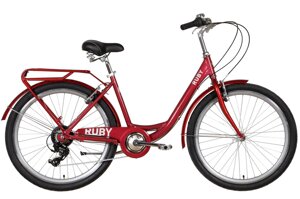 Алюмінієвий міський 7 швидкісний велосипед 26" Dorozhnik RUBY 2022 із заниженою рамою, червоний