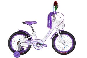 Дитячий двоколісний велосипед 16" Formula CHERRY 2022 білий із бузковим, для дівчаток від 3 до 6 років