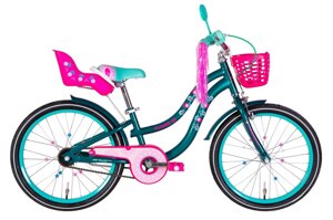 Дитячий велосипед із кошиком для дівчаток 2-колісний 20" Formula FLOWER PREMIUM 2022, зелений