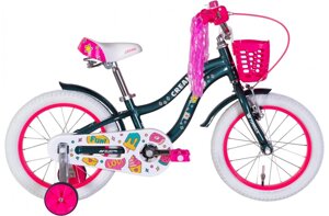 Двоколісний дитячий велосипед 16" рожевий із білими колесами для дівчаток від 3 до 6 років Formula CREAM 2022